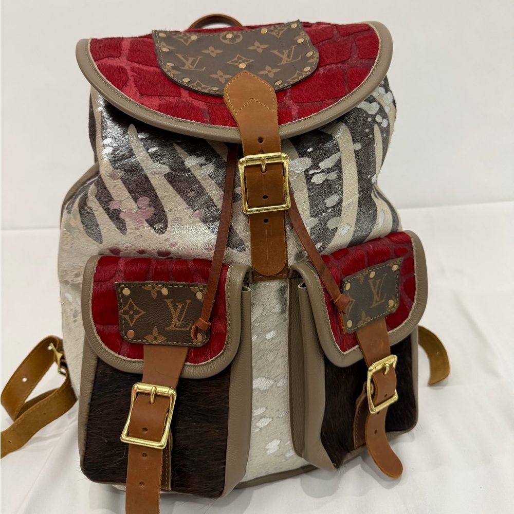 Custom Hair-on-Hide Patchwork Backpack NWOT